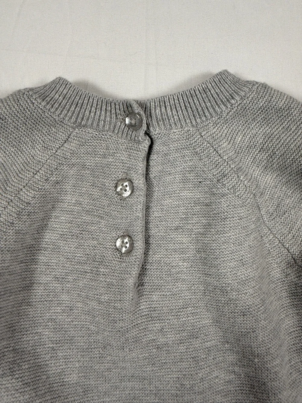 LITTLE ME Hockey Bear Knit Sweater 6M Gray Cotton Baby Pullover Winter Bear